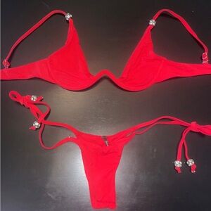 XS tiny red thong bikini
